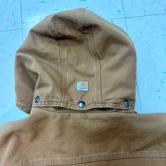 Carhartt Brown Detachable Hood Work Jacket with Sherpa Lining - Picture 4 of 5